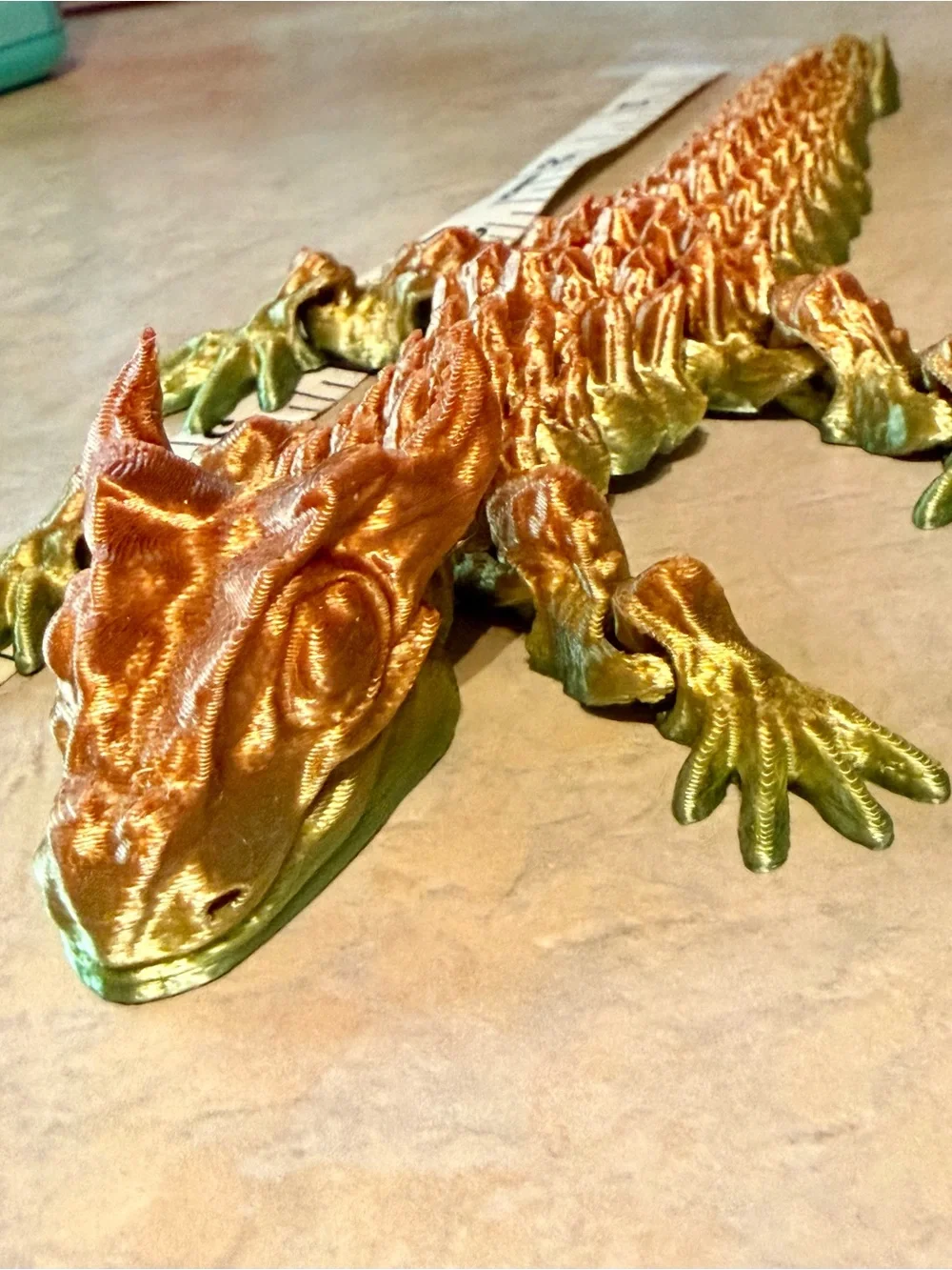 3D Printing Dragon 🐉 Accent — Gold & Green Reptile Décor